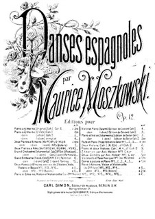 Пять испанских танцев, Op.12: Танец No.3, для скрипки, виолончели (или второй скрипки) и фортепиано – партия второй скрипки  by Мориц Мошковский