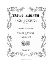 Fragments: Four Concertos for violin and cembalo (or piano) - scores and part by Томазо Альбинони