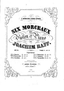 Шесть пьес для скрипки и фортепиано, Op.85: No.1 Марш – партитура by Иоахим Рафф
