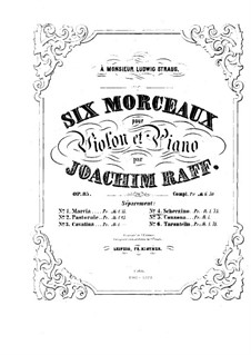 Шесть пьес для скрипки и фортепиано, Op.85: No.4 Скерцино – партитура by Иоахим Рафф
