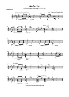 Четыре сонатины, Op.151: Sonatina No.2. Andante, for guitar by Антон Диабелли