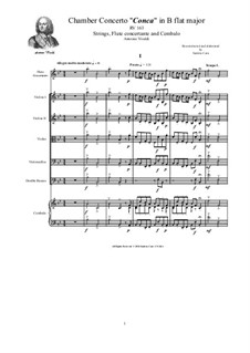 Concerto for Strings in B Flat Major, RV 163: Score and parts by Антонио Вивальди