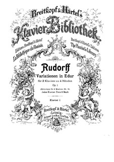 Вариации ми мажор для двух фортепиано в четыре руки, Op.1: Партия I фортепиано by Эрнст Рудорф