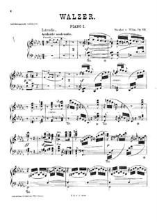 Вальс для фортепиано в четыре руки, Op.72: Первая партия by Николай фон Вильм