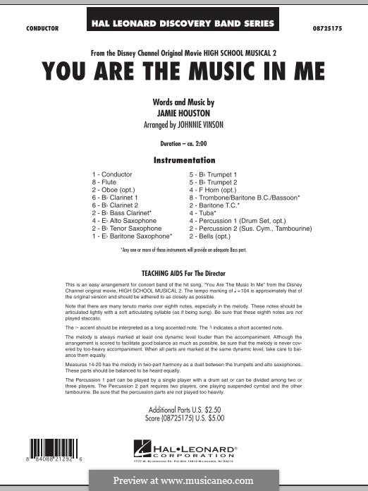 You are the Music in Me (High School Musical 2): Full score (arr. Johnnie Vinson) by Jamie Houston