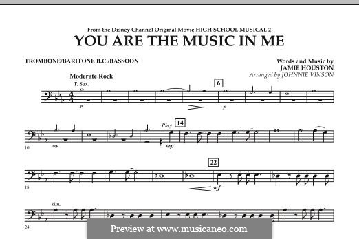You are the Music in Me (High School Musical 2): Trombone / Baritone B.C. / Bassoon part by Jamie Houston