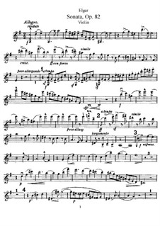 Соната для скрипки и фортепиано, Op.82: Сольная партия by Эдуард Элгар