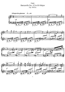Баркарола No.12 ми-бемоль мажор, Op.106bis: Для фортепиано by Габриэль Форе