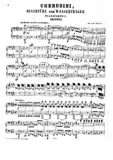 Два дня: Увертюра, для двух фортепиано в восемь рук – Партия первого фортепиано by Луиджи Керубини