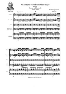 Concerto for Strings in B Flat Major, RV164: Score and parts by Антонио Вивальди