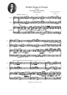 Double Sonata in D major for Two Flutes and Cembalo: Double Sonata in D major for Two Flutes and Cembalo, CSVal-2 by Джузеппе Валентини