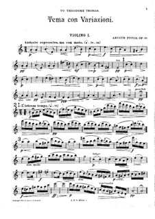 Тема с вариациями для струнного квартета, Op.32: Скрипка I by Артур Фут