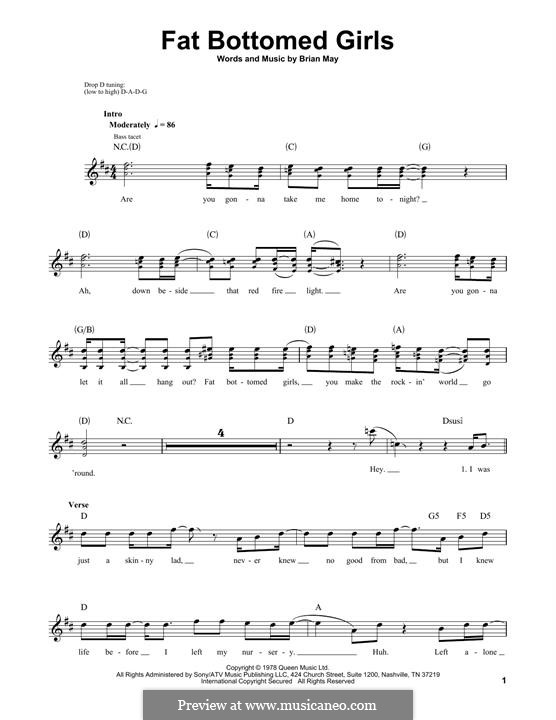 Fat Bottomed Girls: Для бас-гитары с табулатурой by Brian May