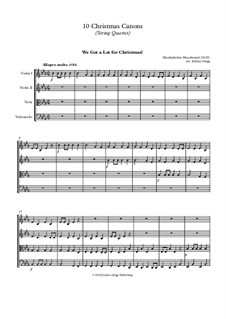 10 Christmas Canons: Для струнного квартета by Йозеф Гайдн, Вольфганг Амадей Моцарт, Михаэль Преториус, Ludwig Ernst Gebhardi, Unknown (works before 1850)