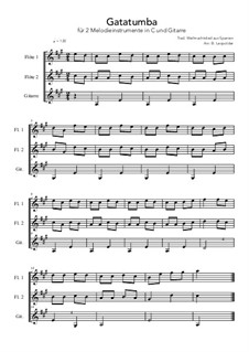 Gatatumba: For melody instrument in C and guitar (A Major) by folklore