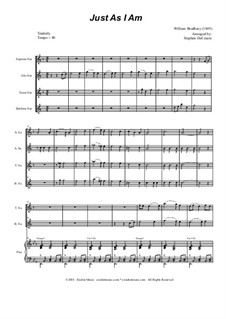 Just as I am: For saxophone quartet and piano by William Batchelder Bradbury