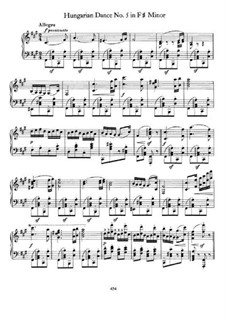 Танец No.5 фа-диез минор: Для фортепиано by Иоганнес Брамс