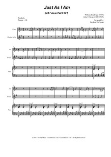 Just as I am (with 'Jesus Paid It All'): Duet for flute and Bb-clarinet by William Batchelder Bradbury, John T. Grape