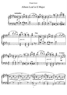 Листок из альбома No.1 ми мажор, S.164: Для фортепиано by Франц Лист