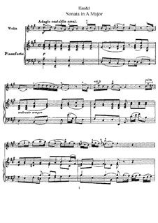 Соната для скрипки и клавесина ля мажор, HWV 372 Op.1 No.14: Версия для скрипки и фортепиано by Георг Фридрих Гендель