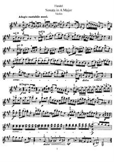 Соната для скрипки и клавесина ля мажор, HWV 372 Op.1 No.14: Сольная партия by Георг Фридрих Гендель
