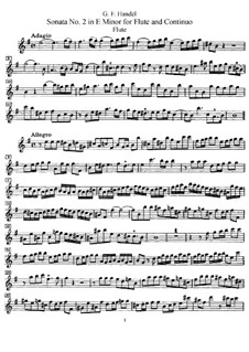Соната для флейты и клавесина No.2 ми минор, HWV 375: Сольная партия by Георг Фридрих Гендель
