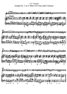 Соната для флейты и клавесина No.2 ми минор, HWV 375: Партитура by Георг Фридрих Гендель