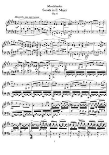 Соната для фортепиано No.1 ми мажор, Op.6: Для одного исполнителя by Феликс Мендельсон-Бартольди
