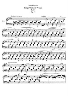 Шесть песен, Op.19a: Сборник by Феликс Мендельсон-Бартольди
