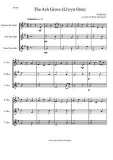 15 easy trios for recorder trio (soprano, alto, tenor): The Ash Grove (Llwyn Onn) by folklore