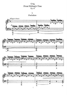 Из времен Хольберга, Op.40: Для фортепиано by Эдвард Григ