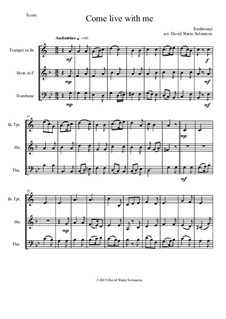 15 easy trios for brass trio (trumpet, horn, trombone): Come live with me by folklore
