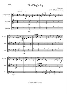 15 easy trios for brass trio (trumpet, horn, trombone): The King's Joy by folklore