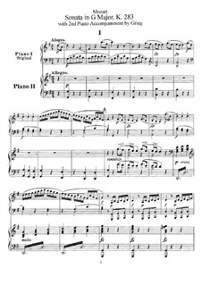 Соната для фортепиано No.5 соль мажор, K.283: Аранжировка для 2 фортепиано в 4 руки by Вольфганг Амадей Моцарт