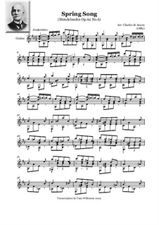 Песни без слов, Op.62: No.6 Spring Song, for guitar by Феликс Мендельсон-Бартольди