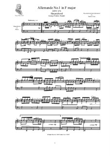 3 Allemandes, HWV 476/77/78: Для клавесина (или фортепиано) by Георг Фридрих Гендель