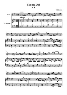 Соната для флейты и клавесина No.1 си минор, BWV 1030: Часть IV – партитура, партии by Иоганн Себастьян Бах