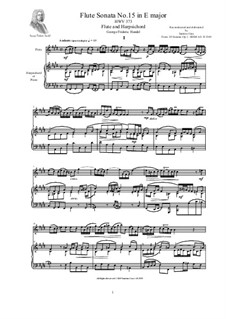 Соната для скрипки и клавесина ми мажор, HWV 373 Op.1 No.15: Version for flute and harpsichord (or piano) by Георг Фридрих Гендель