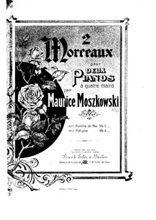 Две пьесы для фортепиано, Op.67: No.1 Poème de mai, for two pianos four hands by Мориц Мошковский