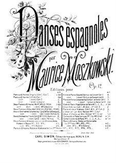 Пять испанских танцев, Op.12: Танец No.3, для скрипки, виолончели (или второй скрипки) и фортепиано – партия первой скрипки by Мориц Мошковский