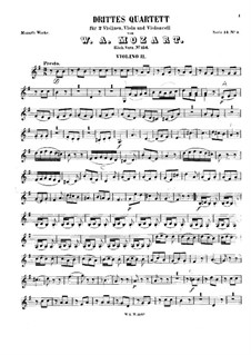 Струнный квартет No.3 соль мажор, K.156: Партия II скрипки by Вольфганг Амадей Моцарт