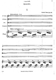 Фортепианный квинтет No.1 ре минор, Op.89: Партитура by Габриэль Форе