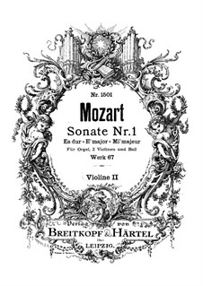 Соната для двух скрипок, органа и бассо континуо ми-бемоль мажор, K.67: Скрипка II by Вольфганг Амадей Моцарт