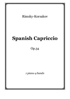 Испанское каприччио, Op.34: For piano four hands – score and parts by Николай Римский-Корсаков