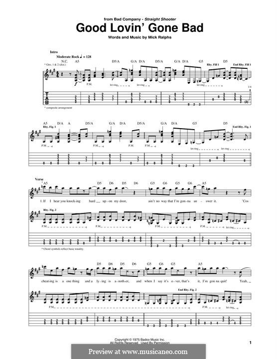 Good Lovin' Gone Bad (Bad Company): Гитарная табулатура by Mick Ralphs