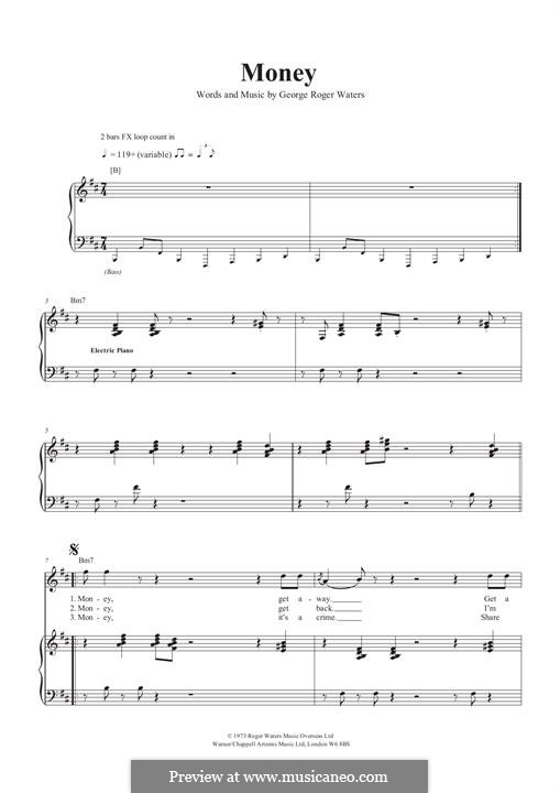 Money (Pink Floyd): Для голоса и фортепиано by Roger Waters