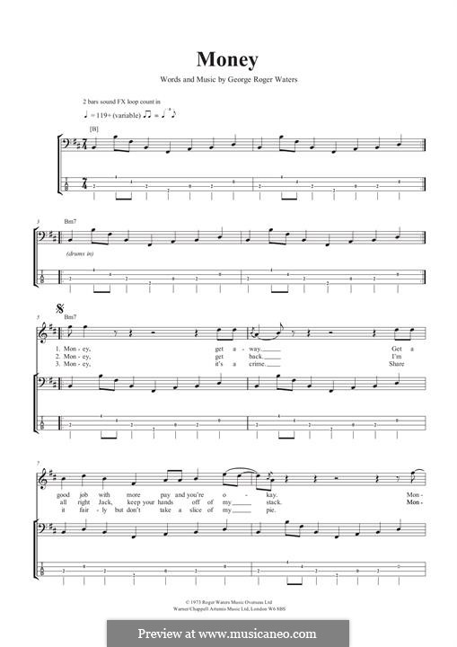 Money (Pink Floyd): Для бас-гитары с табулатурой by Roger Waters