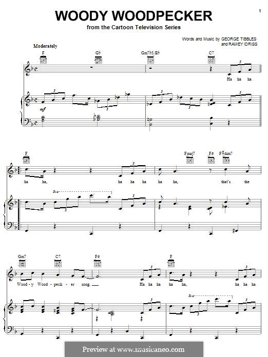 The Woody Woodpecker Song (Mel Blanc): Для голоса и фортепиано (или гитары) by George Tibbles, Ramey Idriss