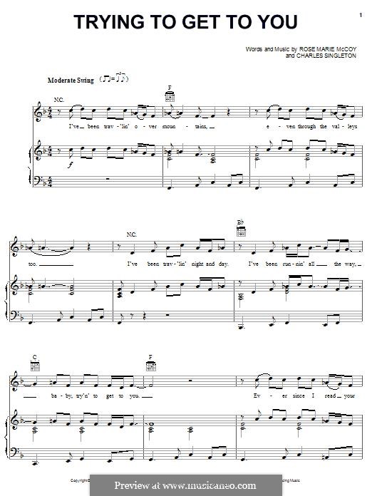 Trying to Get to You (Elvis Presley): Для голоса и фортепиано (или гитары) by Charles Singleton, Rose Marie McCoy
