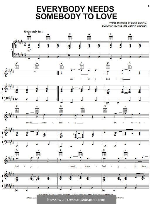 Everybody Needs Somebody to Love (The Blues Brothers): Для голоса и фортепиано (или гитары) by Bert Russell, Jerry Wexler, Solomon Burke